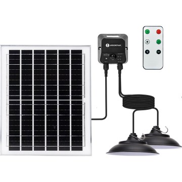 Aigostar - Lampada solare a LED con sensore 2xLED/70W/12V 12000 mAh 6500K IP65 Ø 23,5 cm + telecomando