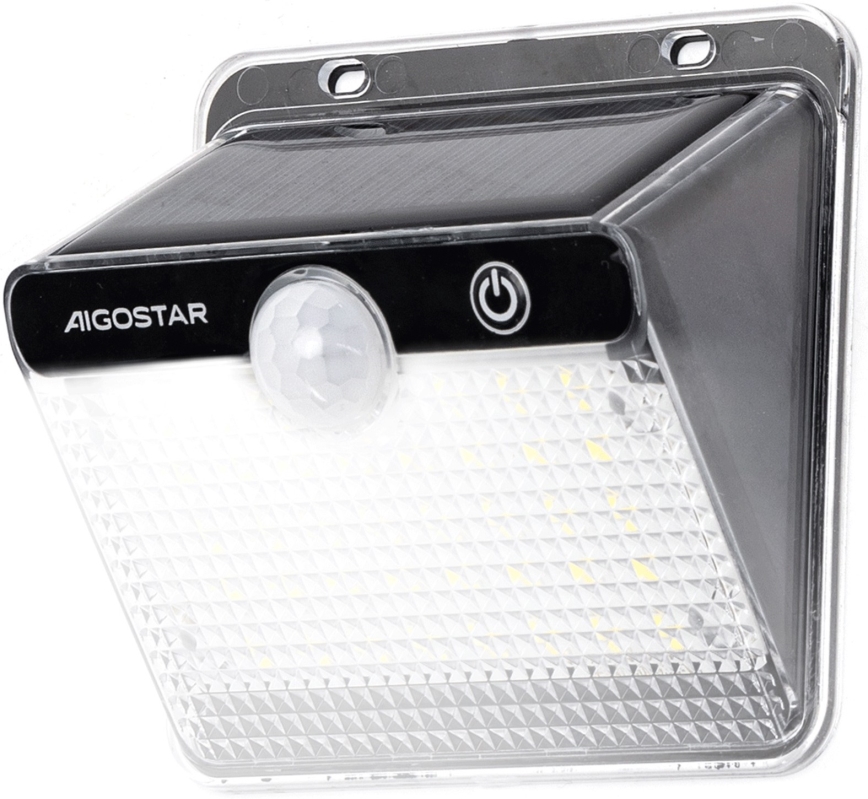 Aigostar - Lampada solare a LED con sensore 3,7 V 6500 K 1200 mAh IP65 nera