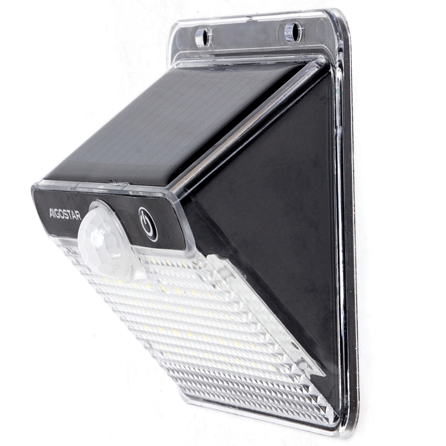 Aigostar - Lampada solare a LED con sensore 3,7 V 6500 K 1200 mAh IP65 nera