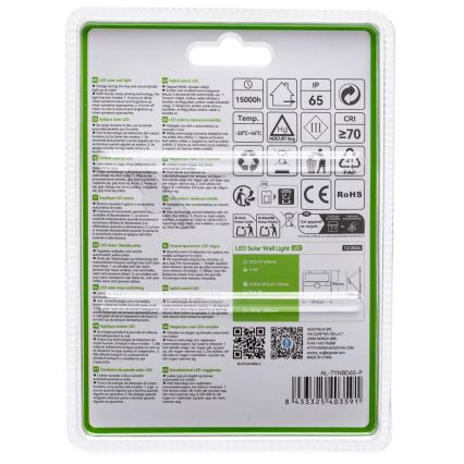 Aigostar - Lampada solare a LED con sensore 3,7 V 6500 K 1200 mAh IP65 nera