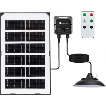 Aigostar - Lampada solare a LED con sensore, 35W/12V, batteria 3000 mAh, 6500 K, Ø 15 cm + telecomando