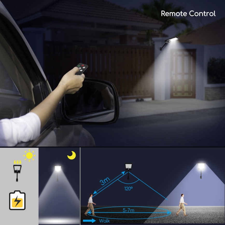 Aigostar - Lampada solare a LED dimmerabile con sensore LED/2,3W/5,5V IP65 + telecomando