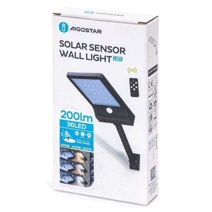 Aigostar - Lampada solare a LED dimmerabile con sensore LED/2,3W/5,5V IP65 + telecomando