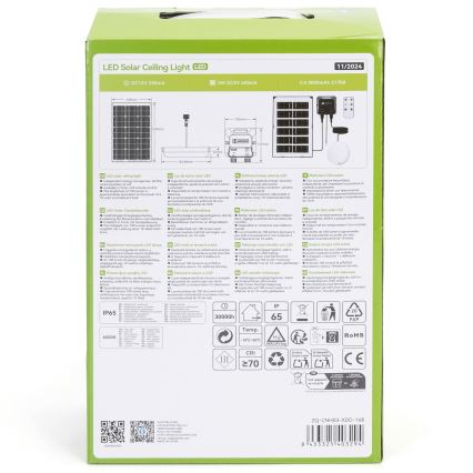 Aigostar - Lampada solare a LED/35W/12V 3000 mAh 6500K IP65 diam. 16,8 cm + telecomando