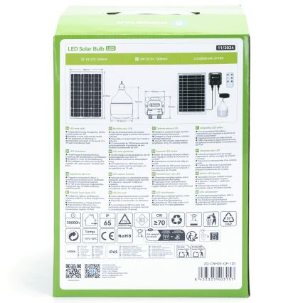Aigostar - Lampada solare a LED/70W/12V 6000 mAh 6500K IP65 Ø 12 cm + telecomando