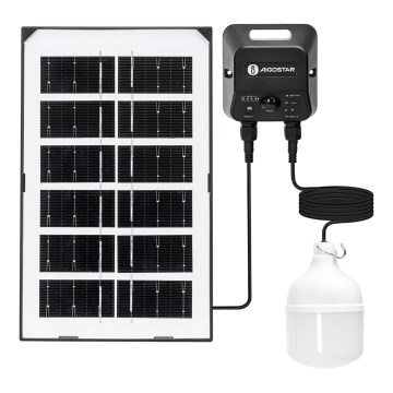 Aigostar - Lampada solare LED con sensore, 35W/12V, batteria 3000 mAh, 6500K, IP65, Ø 10 cm + telecomando