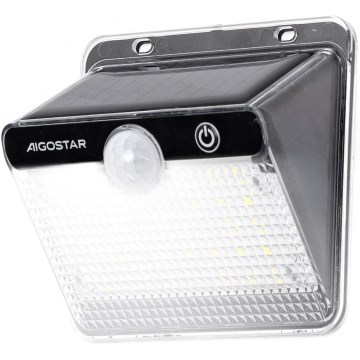 Aigostar - Lampada solare LED con sensore LED/3,7V 6500K 1200 mAh IP65 nera