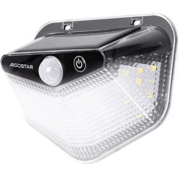 Aigostar - Lampada solare LED con sensore LED/3,7V 6500K 500 mAh IP65 nera