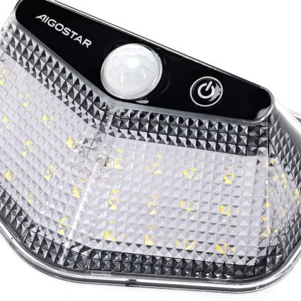 Aigostar - Lampada solare LED con sensore LED/3,7V 6500K 500 mAh IP65 nera