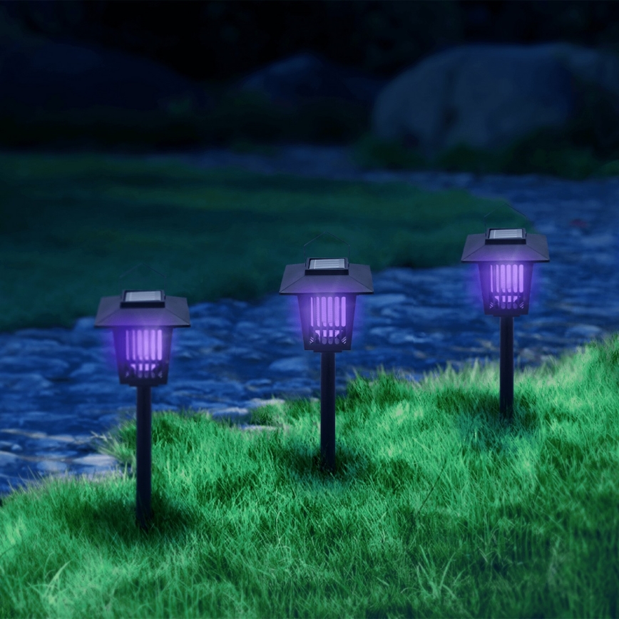 Aigostar - Lampada solare LED con una trappola per insetti LED/0,03W/1,2V 55,2cm nero 6500K IP44