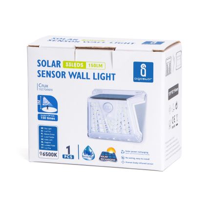 Aigostar - Lampada solare LED da esterno con sensore LED/1,48W/3,7V IP65 1200 mAh