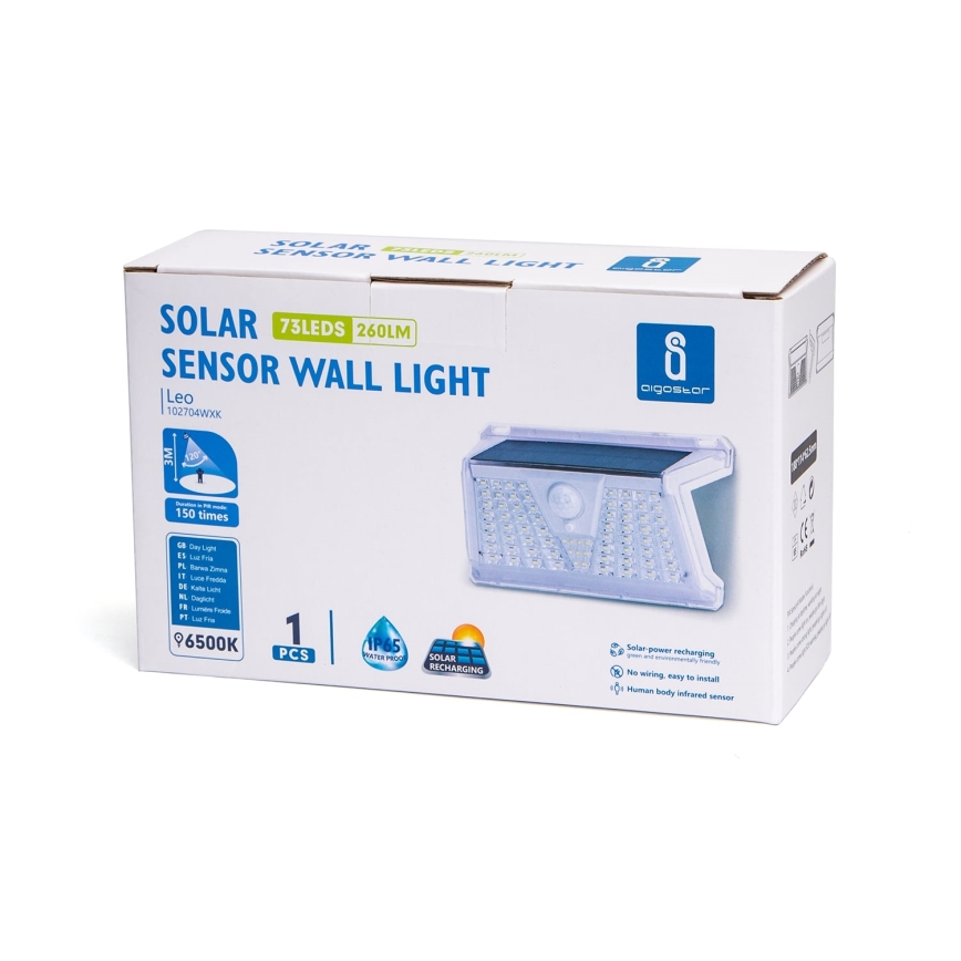 Aigostar - Lampada solare LED da esterno con sensore LED/2,4W/5V 1200 mAh IP65
