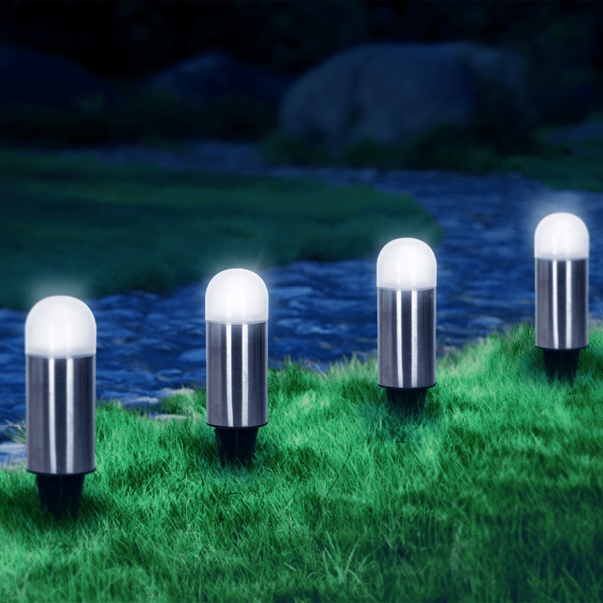 Aigostar - Lampada solare LED LED/0,006W/1,2V 20cm cromo opaco 40 mAh 6500K IP44
