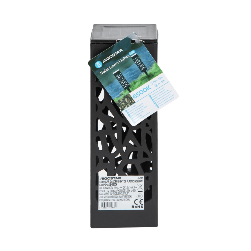 Aigostar - Lampada solare LED LED/0,006W/1,2V 28,5cm nero 100 mAh 6500K  IP44
