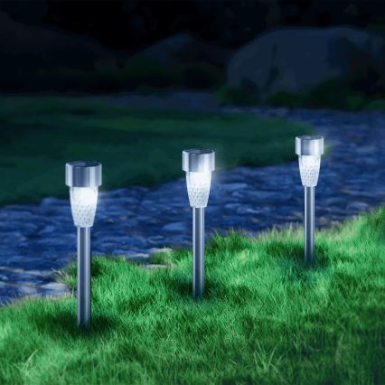 Aigostar - Lampada solare LED LED/0,006W/1,2V 40 mAh 29,7 cm cromo opaco 6500K IP44