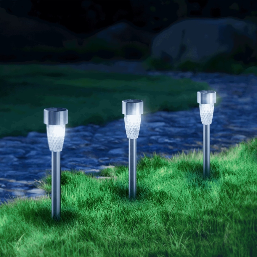 Aigostar - Lampada solare LED LED/0,006W/1,2V 40 mAh 29,7 cm cromo opaco 6500K IP44