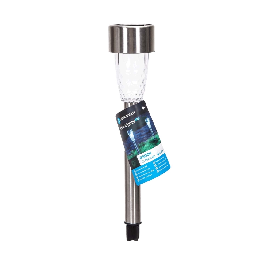 Aigostar - Lampada solare LED LED/0,006W/1,2V 40 mAh 29,7 cm cromo opaco 6500K IP44