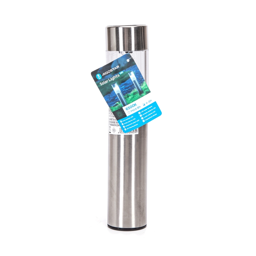 Aigostar - Lampada solare LED LED/0,006W/1,2V 31,5 cm 100 mAh cromo opaco 6500K IP44