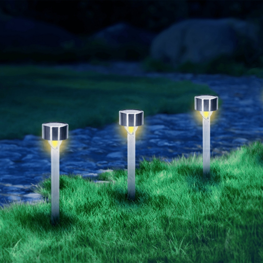 Aigostar - Lampada solare LED LED/0,006W/1,2V 32cm cromo opaco 200 mAh 2700K IP44