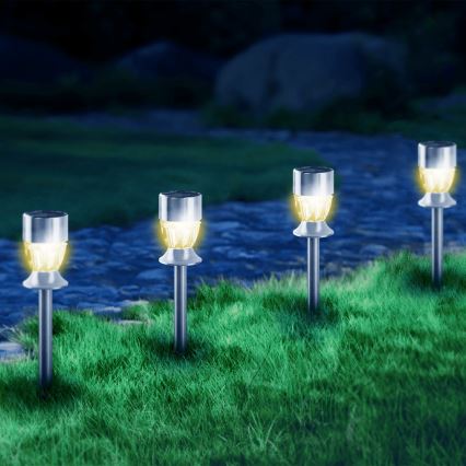 Aigostar - Lampada solare LED LED/0,006W/1,2V 35,5cm cromo opaco 2700K IP44 100 mAh
