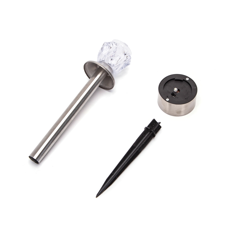 Aigostar - Lampada solare LED LED/0,006W/1,2V 35,5cm cromo opaco 2700K IP44 100 mAh