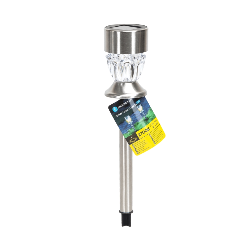Aigostar - Lampada solare LED LED/0,006W/1,2V 35,5cm cromo opaco 2700K IP44 100 mAh