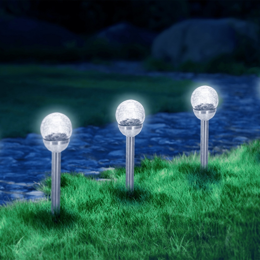 Aigostar - Lampada solare LED LED/0,006W/1,2V 37,8cm cromo opaco 6500K IP44