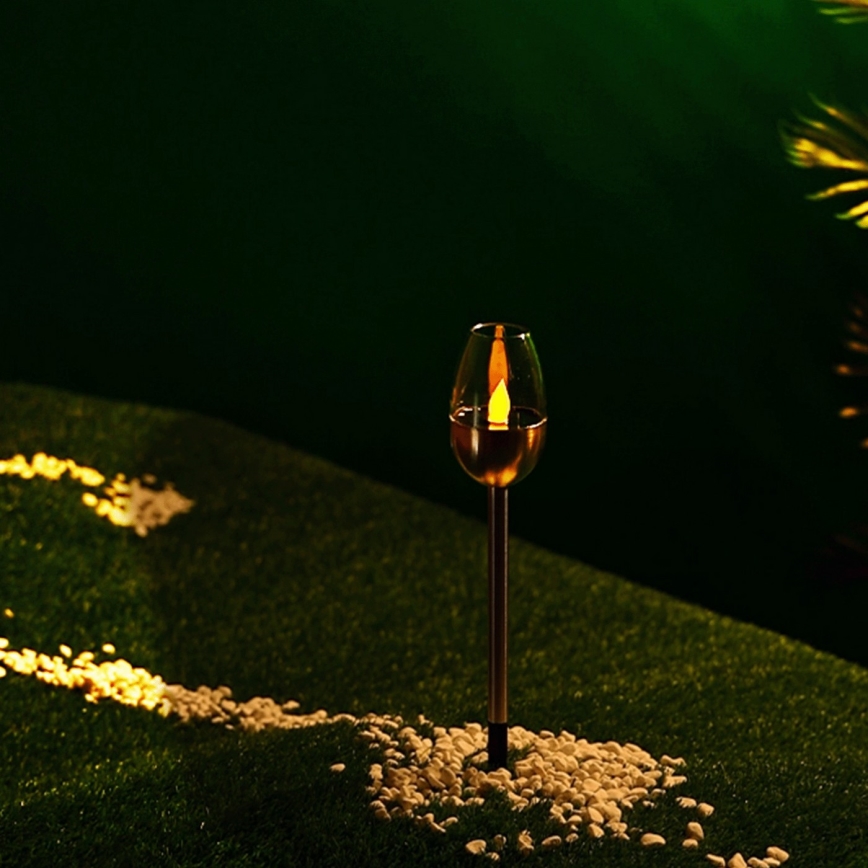 Aigostar - Lampada solare LED LED/0,006W/1,2V 38,2cm cromo opaco 2700K IP44 40 mAh
