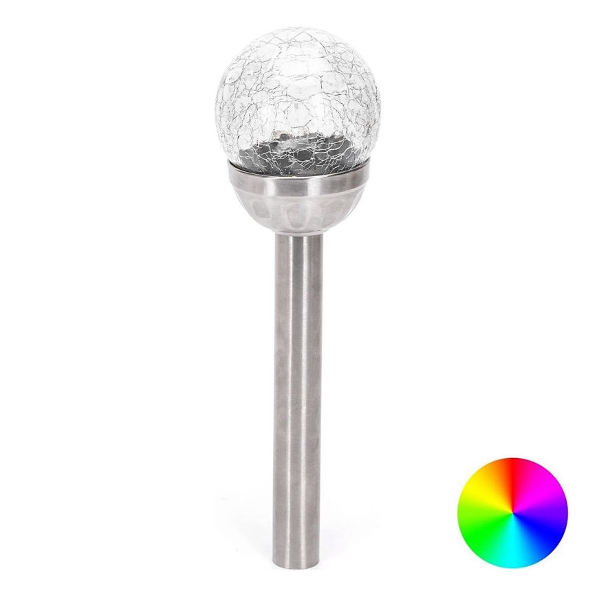 Aigostar - Lampada solare LED RGB LED/0,006W/1,2V 37,8cm 100 mAh cromo opaco IP44