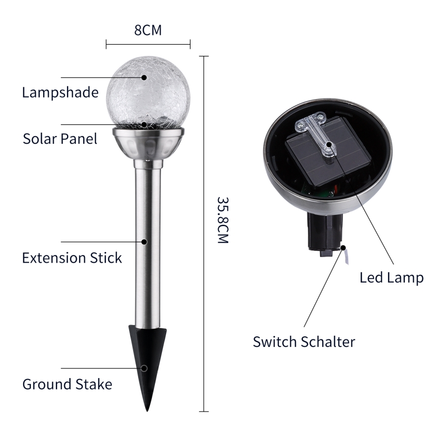 Aigostar - Lampada solare LED RGB LED/0,08W/2V IP44 200 mAh