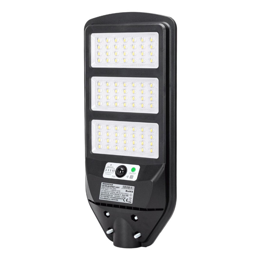 Aigostar - Lampada stradale solare LED con sensore LED/150W/3,2V 8000mAh IP65 6500K + telecomando