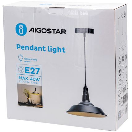 Aigostar - Lampadario a sospensione con filo 1xE27/60W/230V nero