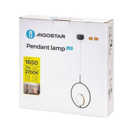 Aigostar - Lampadario LED a sospensione con filo LED/15W/230V 6500K nero/oro