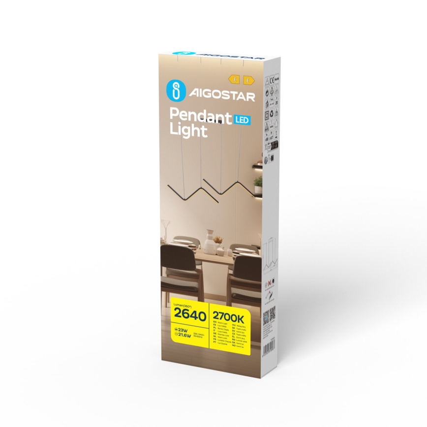 Aigostar - Lampadario LED a sospensione con filo LED/23W/230V 2700K