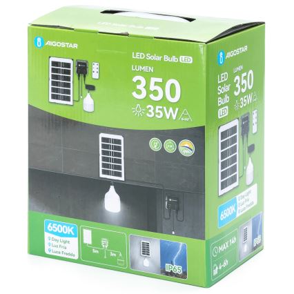 Aigostar - Lampada solare a LED/35W/12V 3000 mAh 6500K IP65 Ø 10 cm + telecomando