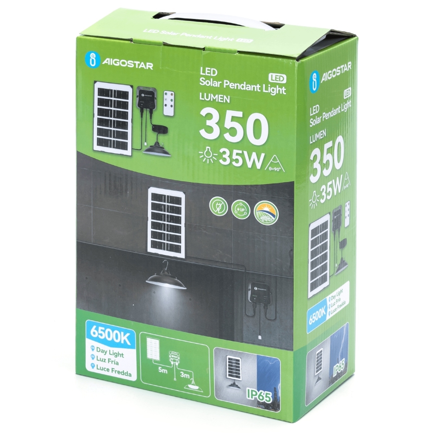 Aigostar - Lampada solare a LED 35W/12V 3000 mAh 6500K IP65 Ø 15 cm + telecomando