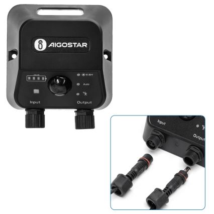 Aigostar - Lampada solare LED con sensore 2xLED/70W/12V 12000 mAh 6500K IP65 diam. 12 cm + telecomando