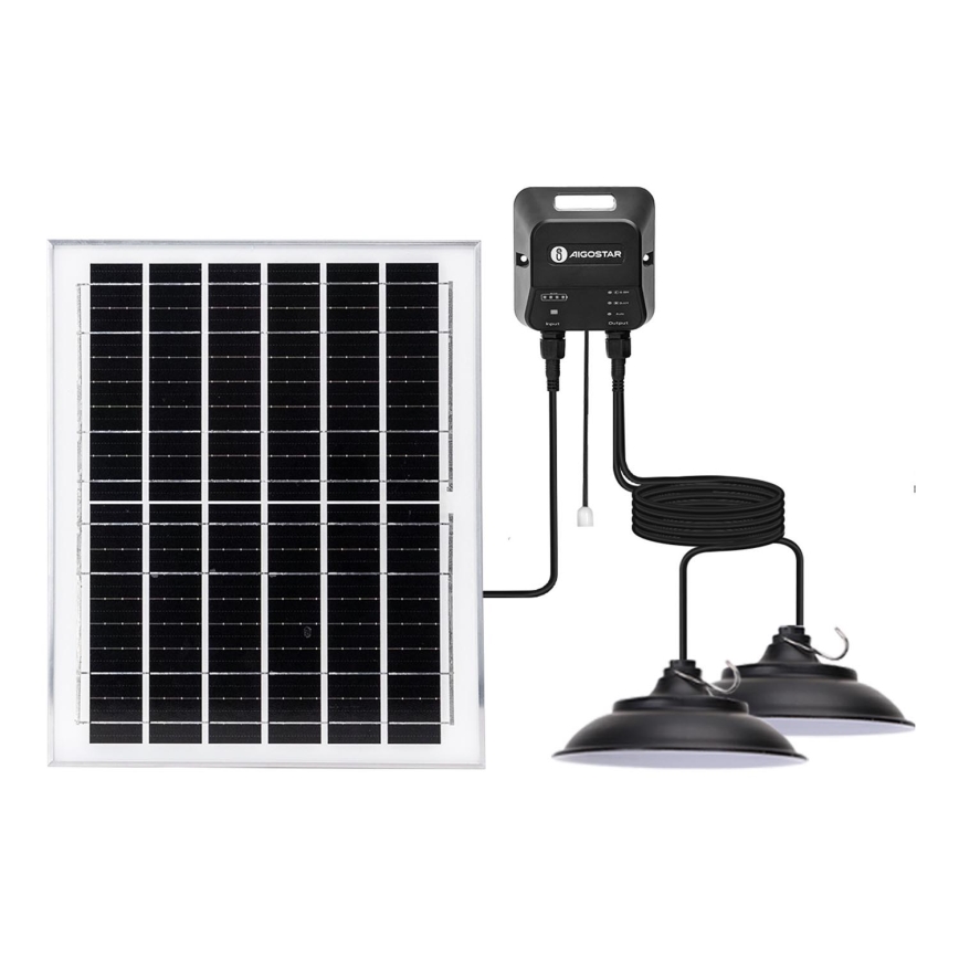Aigostar - Lampadario solare LED 2xLED/70W/12V 12000 mAh 6500K diametro 23,5 cm + telecomando