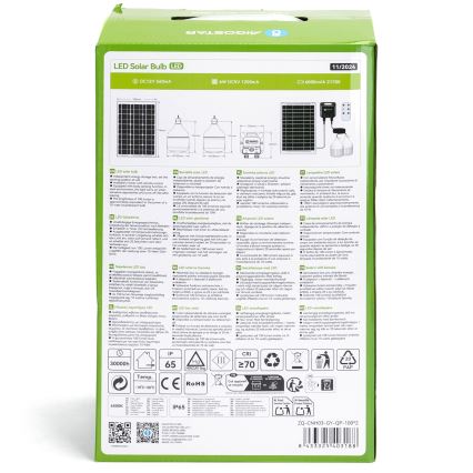 Aigostar - Lampada solare a LED con sensore, 2x LED/35W/12V, batteria 6000 mAh, 6500K, IP65, Ø 10 cm + telecomando