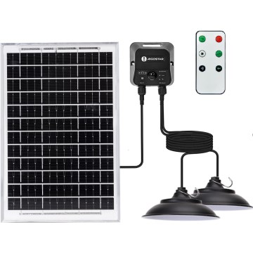 Aigostar - Lampadario solare LED con sensore 2xLED/35W/12V 6000 mAh 6500K Ø 15 cm + telecomando