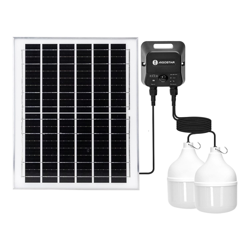 Aigostar - Lampadario solare LED con sensore 2xLED/70W/12V 12000 mAh 6500K diametro 12 cm + telecomando