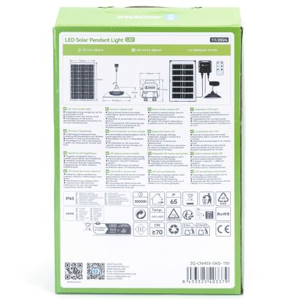 Aigostar - Lampadario solare LED LED/35W/12V 3000 mAh 6500K diametro 15 cm + telecomando