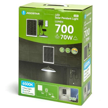 Aigostar - Lampadario solare LED LED/70W/12V 6000 mAh 6500K diametro 23,5 cm + telecomando