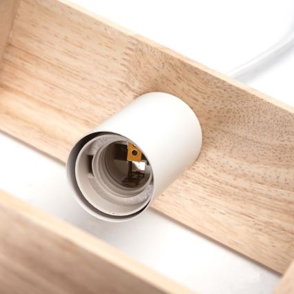 Aigostar - Lampadario sospeso in legno con cavo, 1xE27/60W/230V, pino