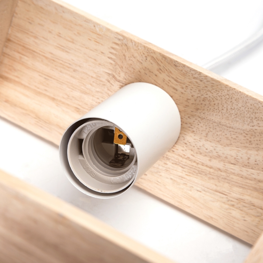 Aigostar - Lampadario sospeso in legno con cavo, 1xE27/60W/230V, pino