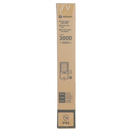 Aigostar - Lampione solare LED da strada con sensore LED/400W/3,2V 3000/4000/6500K 4800mAh + telecomando