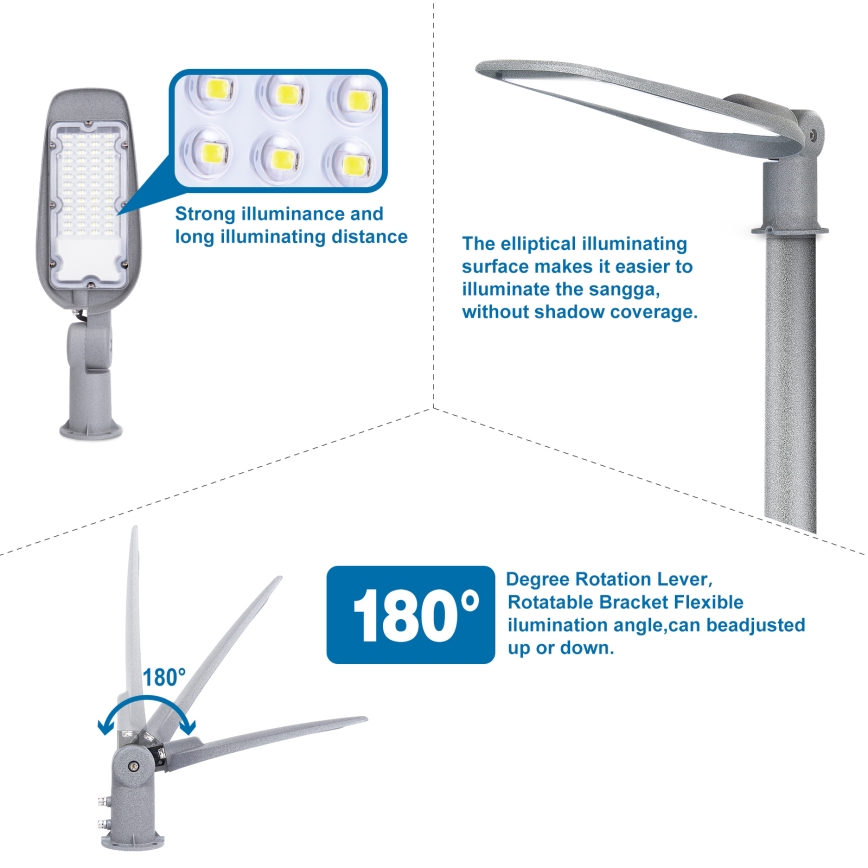 Aigostar - Lampione stradale LED SLIM LED/200W/230V 6500K IP65