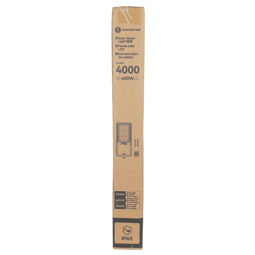 Aigostar - Lampione solare LED con sensore LED/300W/3,2V 3000/4000/6500K 3600mAh + telecomando