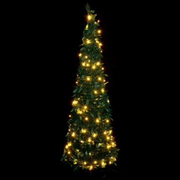 Aigostar - LED albero di Natale da esterno 100 LED 1,5m IP44, verde con luci in bianco caldo