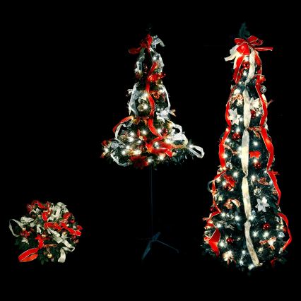 Aigostar - Albero di Natale da esterno a LED, 80 LED, 1,2 m, IP44, rosso/bianco freddo